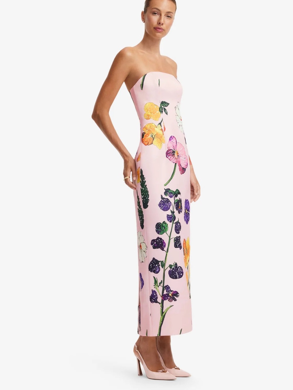 Leo Lin Moda Operandi Pink Wildbloom Rayna Column Maxi Dress - Picture 2 of 4